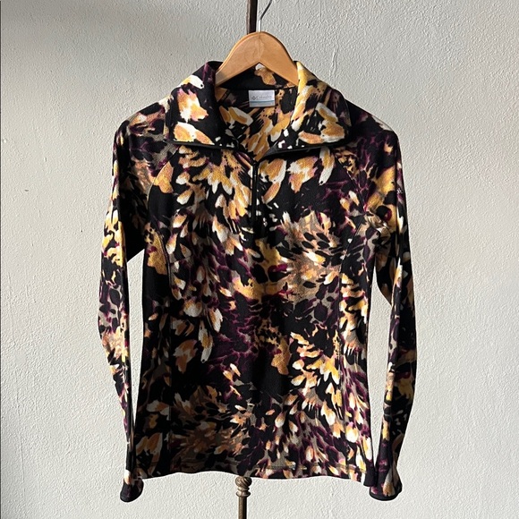 Columbia 1/4 Zip Floral Fleece Jacket Womens Small - Picture 1 of 4